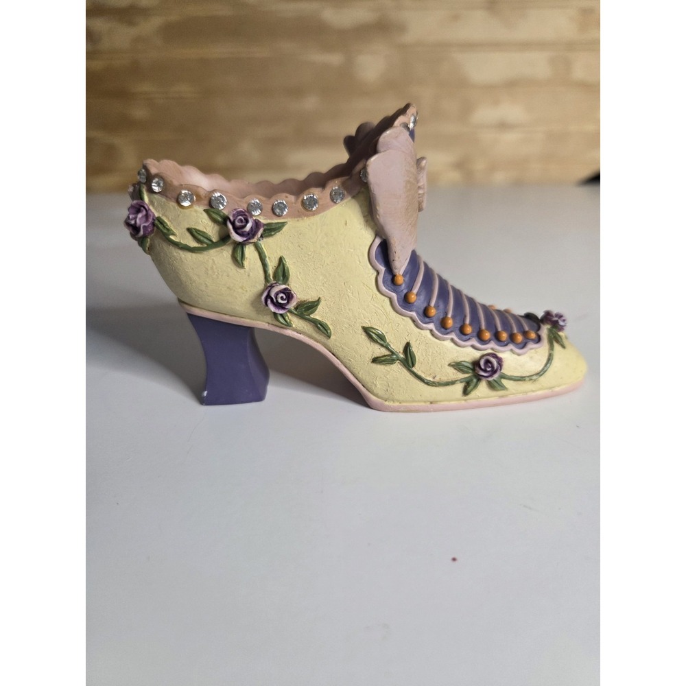 2001 Home Interiors Decorative Shoe Victorian Purple Rose # 13066 - Vintage